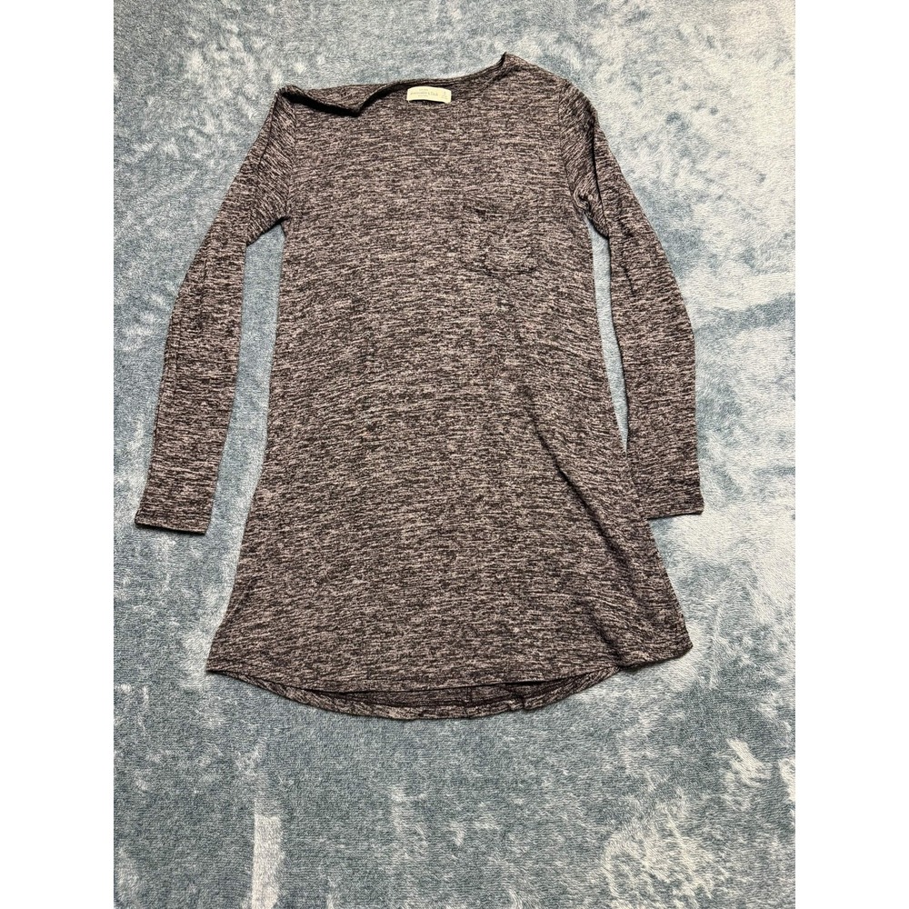 Abercrombie & Fitch Womens Tunic Grey Chest Pocket Side Slits Curved Hem S
